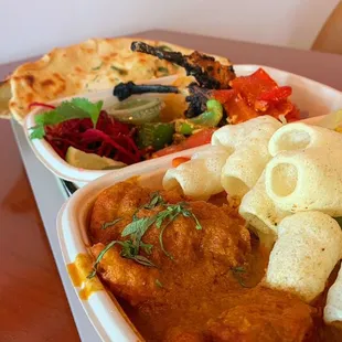 Tandoori Lamb Chops Spicy Shrimp Bowl Naan