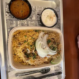 Chicken Dum Biryani (Served With Salan And Raita)