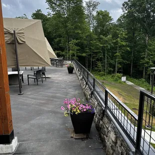 Our room was a step away from a nice family friendly patio with fire pits.