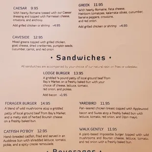 Lunch menu