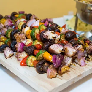 grilled vegetables on a cutting board
