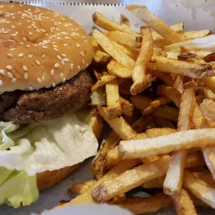 Monday Burger Basket special. Fresh burger and homemade frys and coleslaw