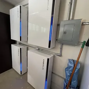 "Check out these power-packed Franklin batteries chilling in my garage! Now, my garage is not just a parking spot; it's a powerhouse!