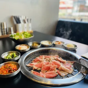 a variety of foods on a table