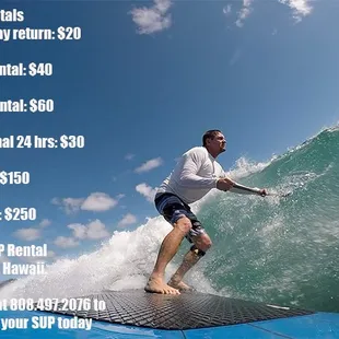 Best sup rental prices in Hawaii.