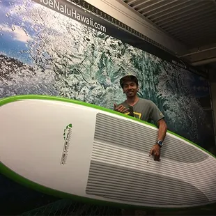 James flew in from Maui to pickup his Island Classic Candy Apple Green Sup.
