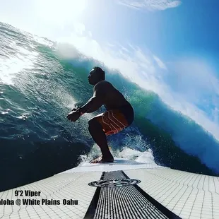 Jon Kealoha riding his 9'2 Viper @ White Plains, Oahu