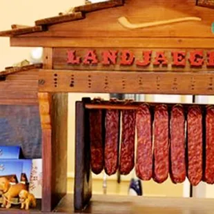 a display of sausages