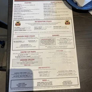 Menu as of March 2024