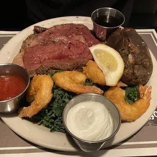 Prime Rib &amp; Butterflied Prawns