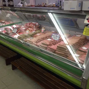 a display of sausages