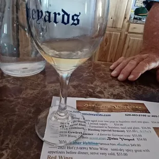 menu and wine glass