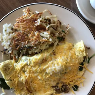 Spinach, Mushroom and Cheese Omelette