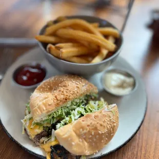 John T. Edge Burger with fries