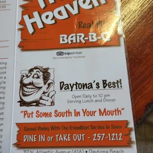 front cover menu