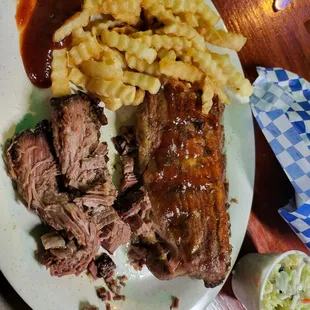 combination platter.  bb ribs brisket