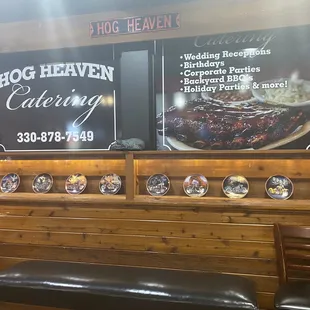 hog heaven catering sign and menu