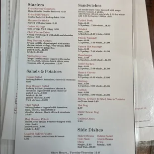 the menu