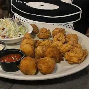 Fried shrimp, hush puppies