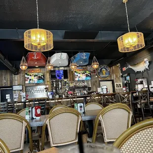 tables and chairs in a restaurant