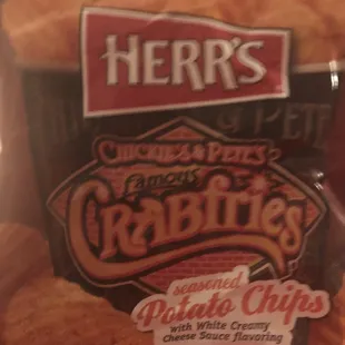 Herr&apos;s Chickie&apos;s &amp; Pete&apos;s Crabfries potato chips.