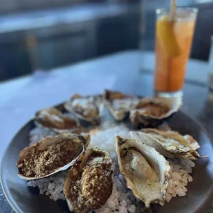 Variety of grilled oysters