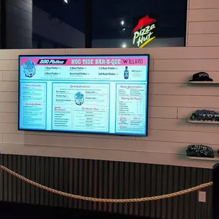 The menu and merchandise