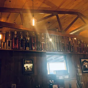 A few of the BBQ trophies at Hog Tide.