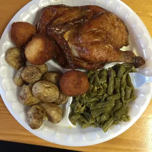 Chicken with green beans baked taters
