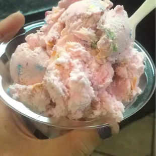 The cotton candy ONE scoop ice cream- huge portion of ice cream!