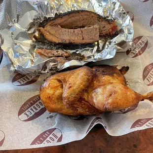 Brisket and half a chicken
