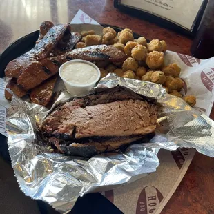 Brisket, Hot Links, and Fried Okra