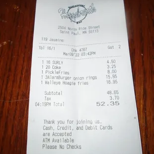 Final tab - 2 lunches.