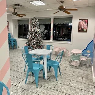 a christmas tree in the background