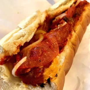 Meatball Hogie (with tomato an onion added)