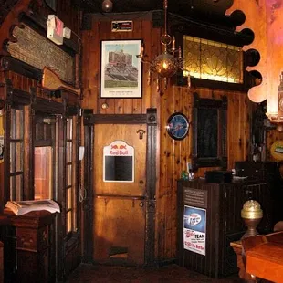 the inside of a pub