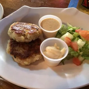 Crab cakes appetizer were really good. We tried &amp; liked both sauces; garlic aioli &amp; creole mustard.
