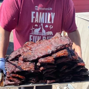 Ribs pulled straight off of the smoker