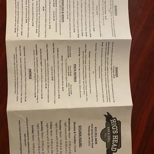 Menu - side 1
