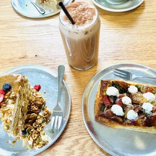 two plates of food on a table