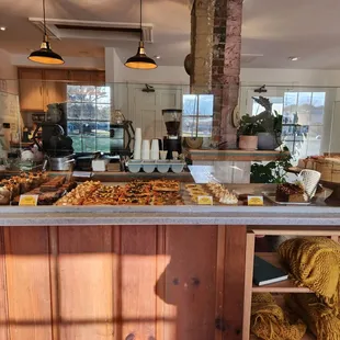Sweet and savory pastry display. More food is available on the menu.