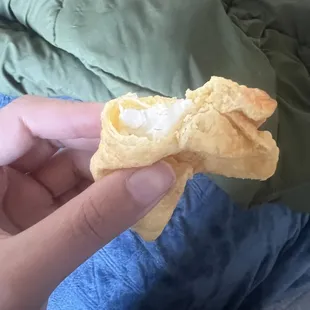 Crab puffs with no crab, only cream cheese