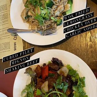 Wok-Fried Lemongrass Chicken with Bell Pepper and Garlic Noodle