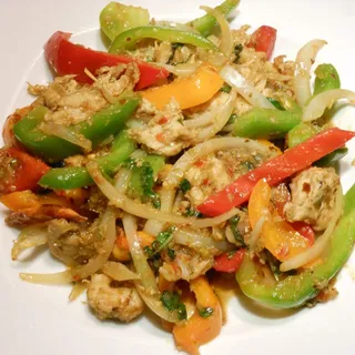 Wok-Fried Vegan Chicken with Garlic Noodle