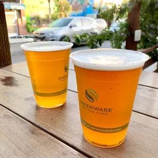 two cups of beer