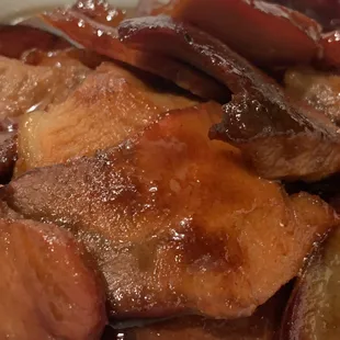 A closeup of the BBQ Pork.