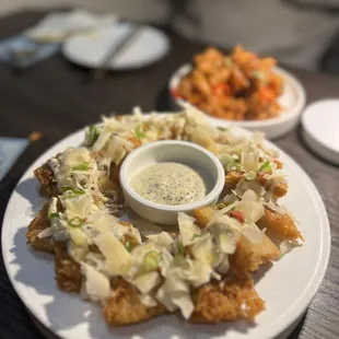 Truffle Potato Pancakes and Honey Chicken