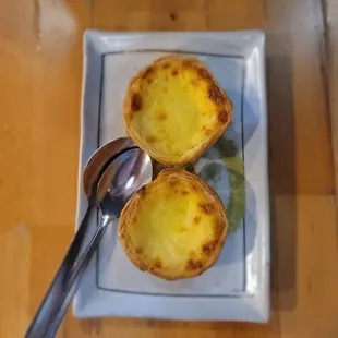 Egg tarts, served warm