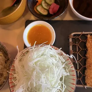 Salad on my ton Katsu plate.