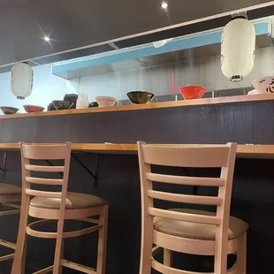 Bar seating by the kitchen